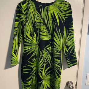 Michael Kors Black and Green Leaf Dress